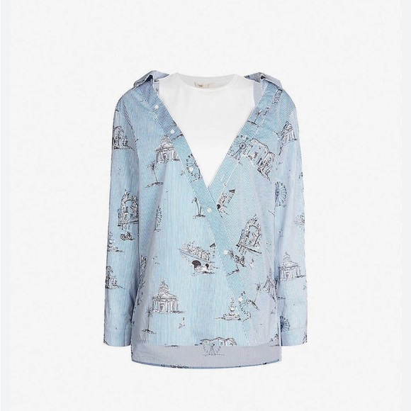 MAJE Lasane Cotton-Poplin Shirt Blouse Top - Picture 11 of 13